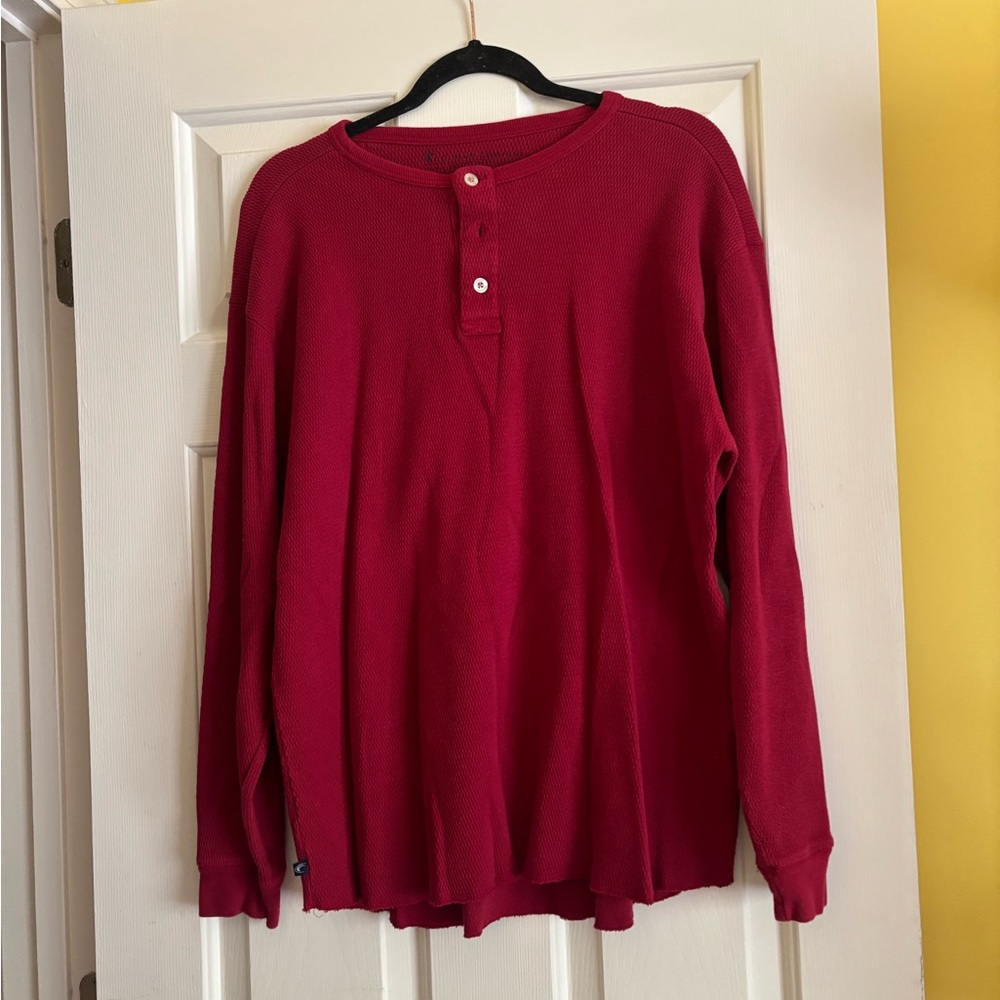 Red Long Sleeve Tee with Relaxed Fit